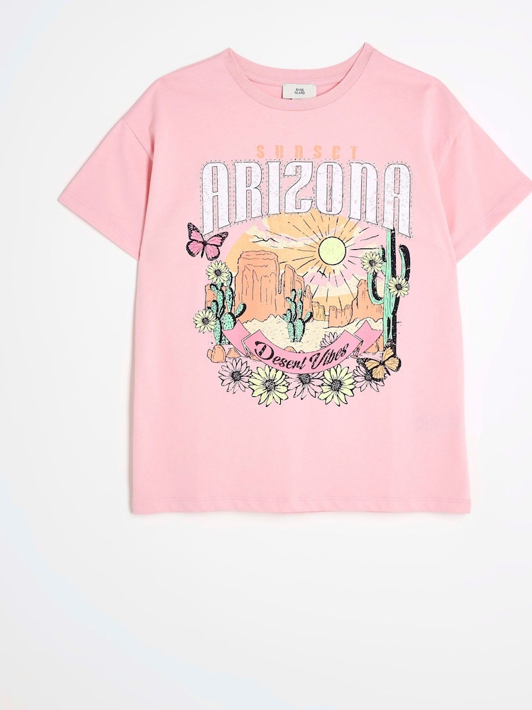 River Island Pink Girls Arizona T-Shirt - Image 1 of 4