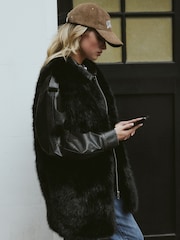 Black Longline Faux Fur Gilet - Image 3 of 8