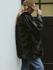 Black Longline Faux Fur Gilet - Image 4 of 8