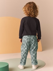 Blue Checkerboard Side Pocket 100% Cotton Pull On Trousers (3mths-7yrs) - Image 1 of 8