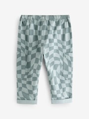Blue Checkerboard Side Pocket 100% Cotton Pull On Trousers (3mths-7yrs) - Image 3 of 8