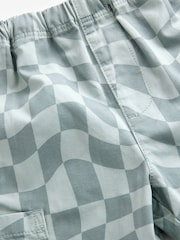 Blue Checkerboard Side Pocket 100% Cotton Pull On Trousers (3mths-7yrs) - Image 4 of 8