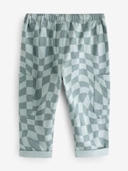 Blue Checkerboard Side Pocket 100% Cotton Pull On Trousers (3mths-7yrs) - Image 6 of 8