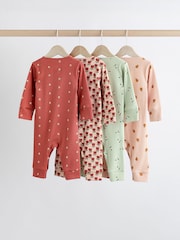 Green/Orange Floral 4 Pack Baby Footless Sleepsuits (0mths-3yrs) - Image 2 of 14