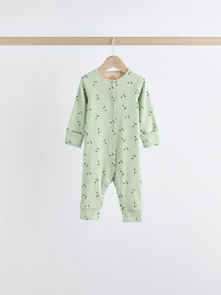 Buy Green/Orange Floral Pack Baby Footless Sleepsuits (0mths