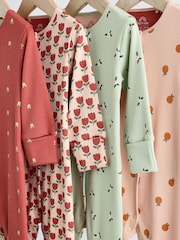 Green/Orange Floral 4 Pack Baby Footless Sleepsuits (0mths-3yrs) - Image 8 of 14