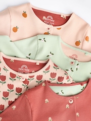 Green/Orange Floral 4 Pack Baby Footless Sleepsuits (0mths-3yrs) - Image 9 of 14
