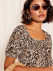 Friends Like These Black/White Textured Jersey Zebra Bardot Blouse - Image 2 of 4