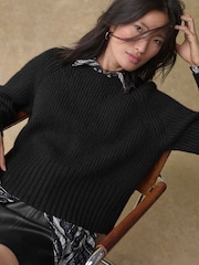 Black & White Collared Shirt Layer Knitted Jumper - Image 4 of 8