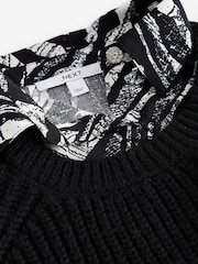Black & White Collared Shirt Layer Knitted Jumper - Image 7 of 8