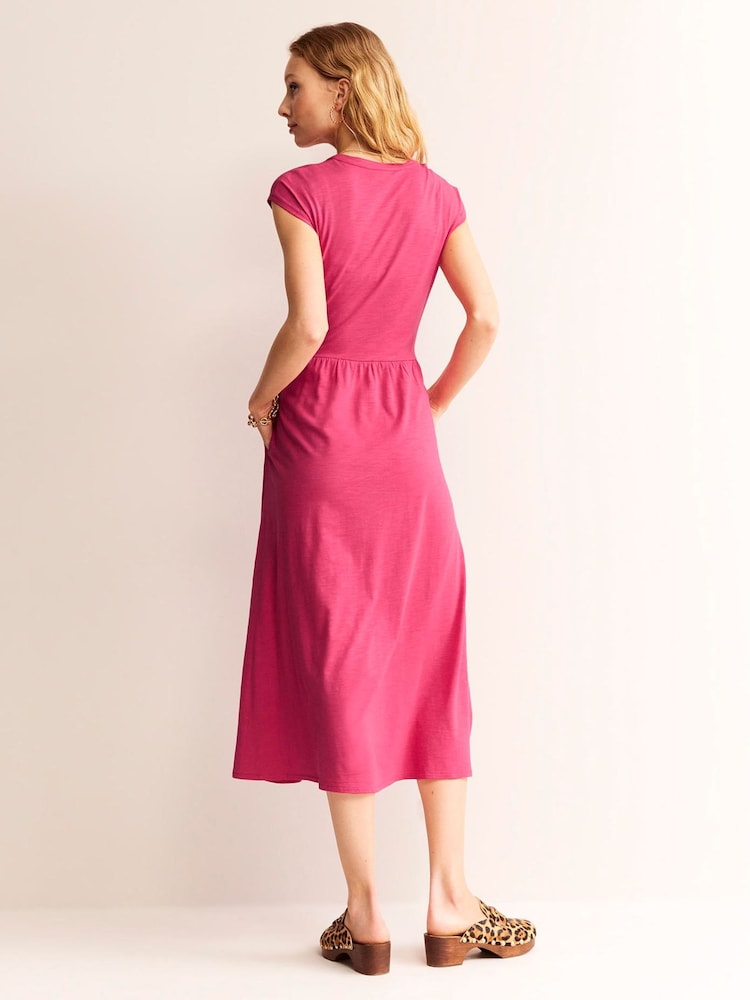 Boden Pink Chloe Notch Jersey Midi Dress - Image 2 of 4