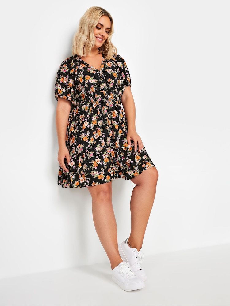 Naranja - Yours Curve Floral Print Button Through Dress - Imagen 1 de 5 Naranja - Yours Curve Floral Print Button Through Dress - Imagen 1 de 5