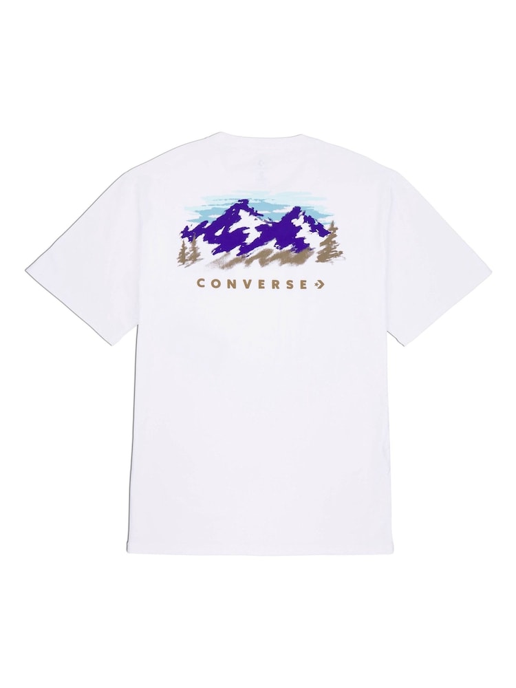 Converse White Abstract Mountain 100% Cotton T-Shirt - Image 3 of 4