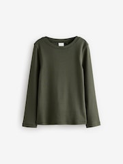 Green Long Sleeve Skinny Rib Sweat Top - Image 1 of 1