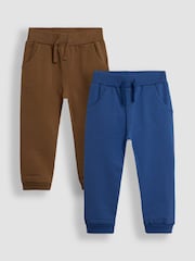 Tan und Königsblau - JoJo Maman Bébé 2-Pack Joggers with Turn Up Cuff - Bild 1 von 5