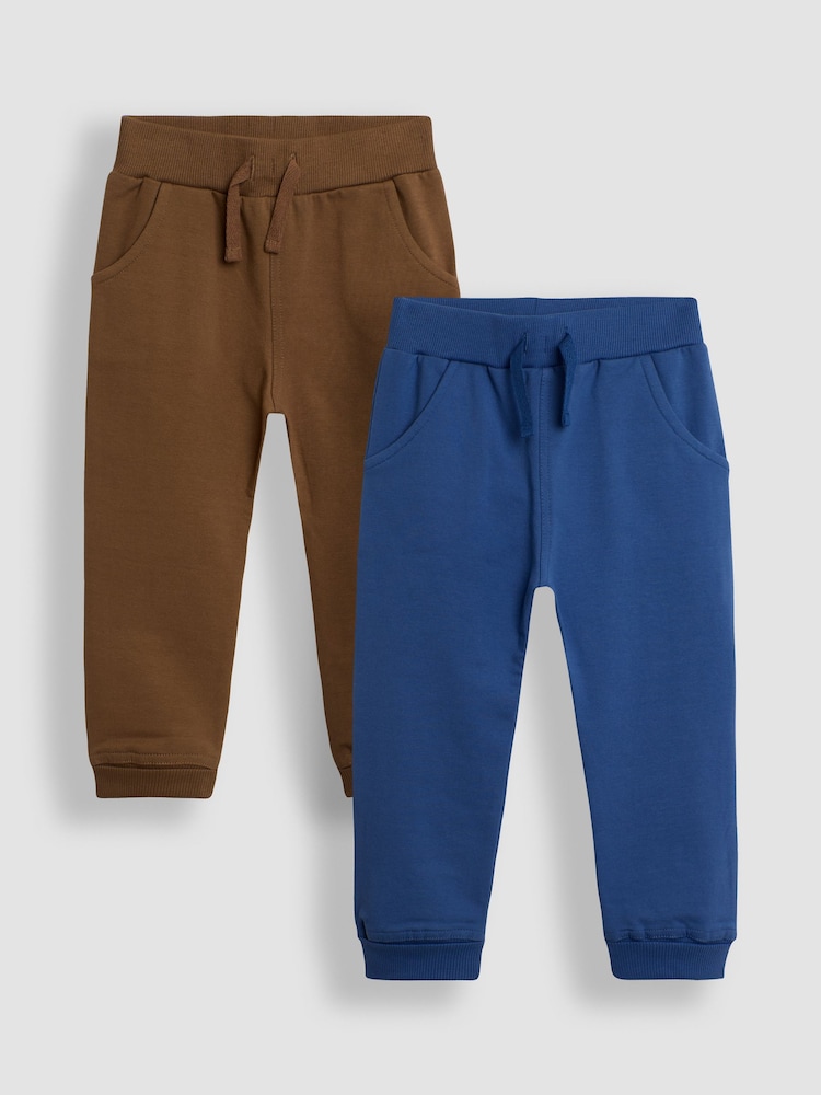 Tan und Königsblau - JoJo Maman Bébé 2-Pack Joggers with Turn Up Cuff - Bild 1 von 5