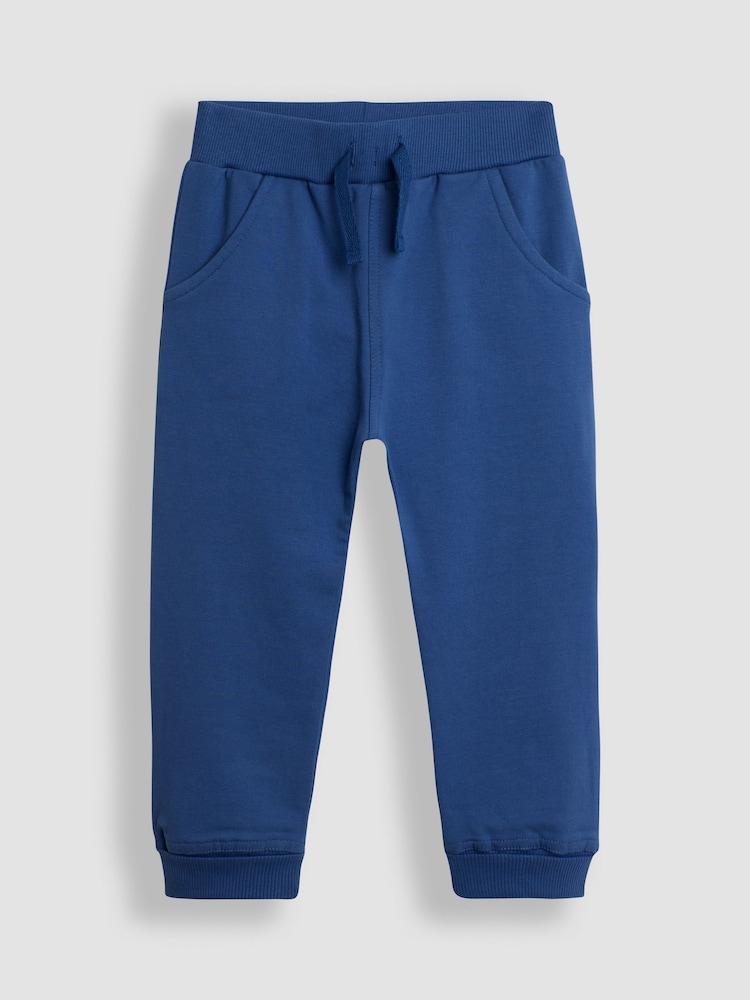 JoJo Maman Bébé Tan Brown & Royal Blue 2-Pack Fitted Joggers - Image 4 of 5