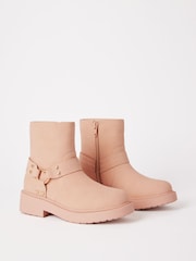 Lipsy Cœur Buckle Biker Faux Leather Flat Ankle Boot - Image 1 of 1