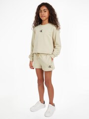 Calvin Klein Green 100% Cotton Logo Sweatshirt Shorts Set - Image 1 of 7