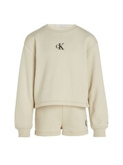 Calvin Klein Green 100% Cotton Logo Sweatshirt Shorts Set - Image 5 of 7