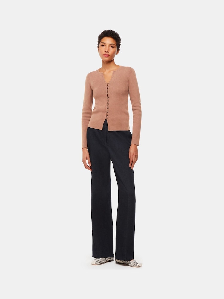 Whistles Natural Ribbed Button Through Cardigan - Image 1 of 5 Whistles Natural Ribbed Button Through Cardigan - Image 1 of 5