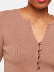 Whistles Ribbed z gumbi po celotni dolžini pletena jopa - Slika 4 iz 5