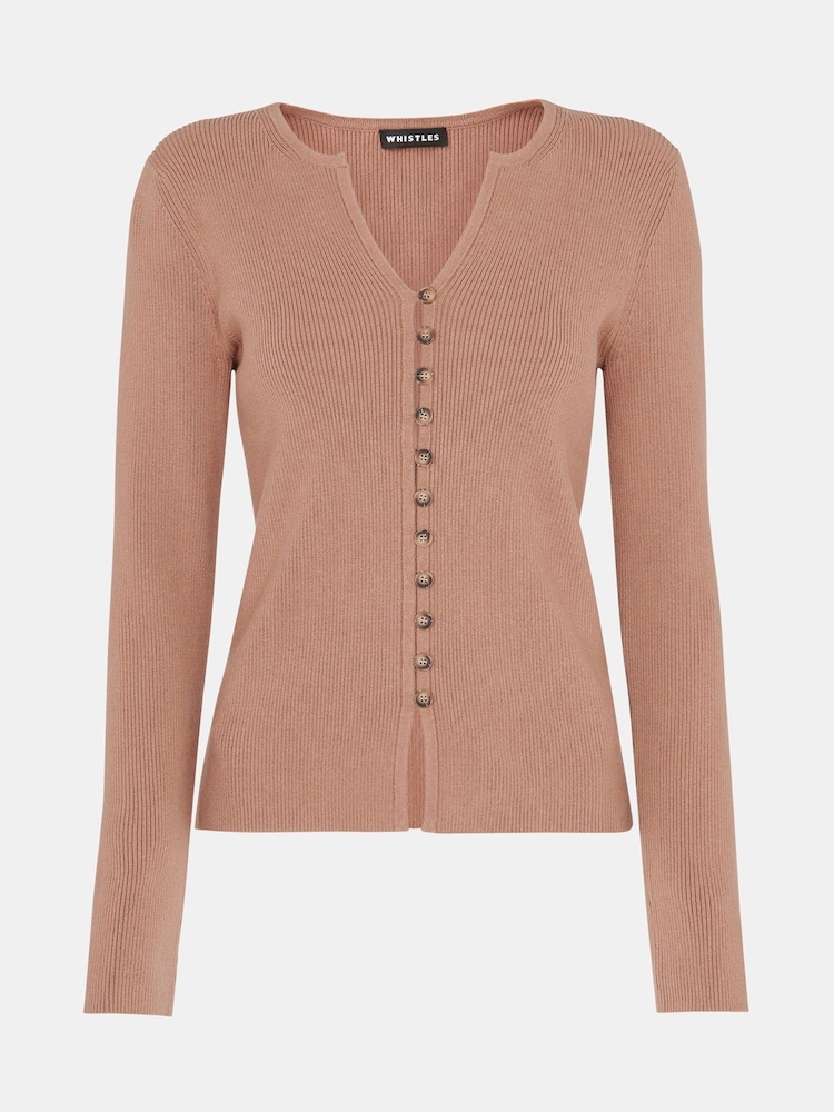 Whistles Natural Ribbed Button Through Cardigan - Image 5 of 5 Whistles Natural Ribbed Button Through Cardigan - Image 5 of 5