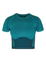 Sweaty Betty Reef Teal Blue/Navy Blue Silhouette Sculpt Seamless Short Sleeve Top - Image 7 of 7