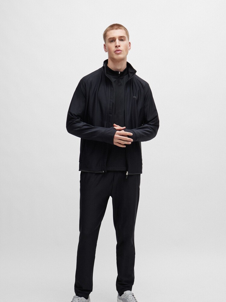 BOSS Black Zip Up Reflective Logo Sweatshirt - Image 2 of 4 BOSS Black Zip Up Reflective Logo Sweatshirt - Image 2 of 4