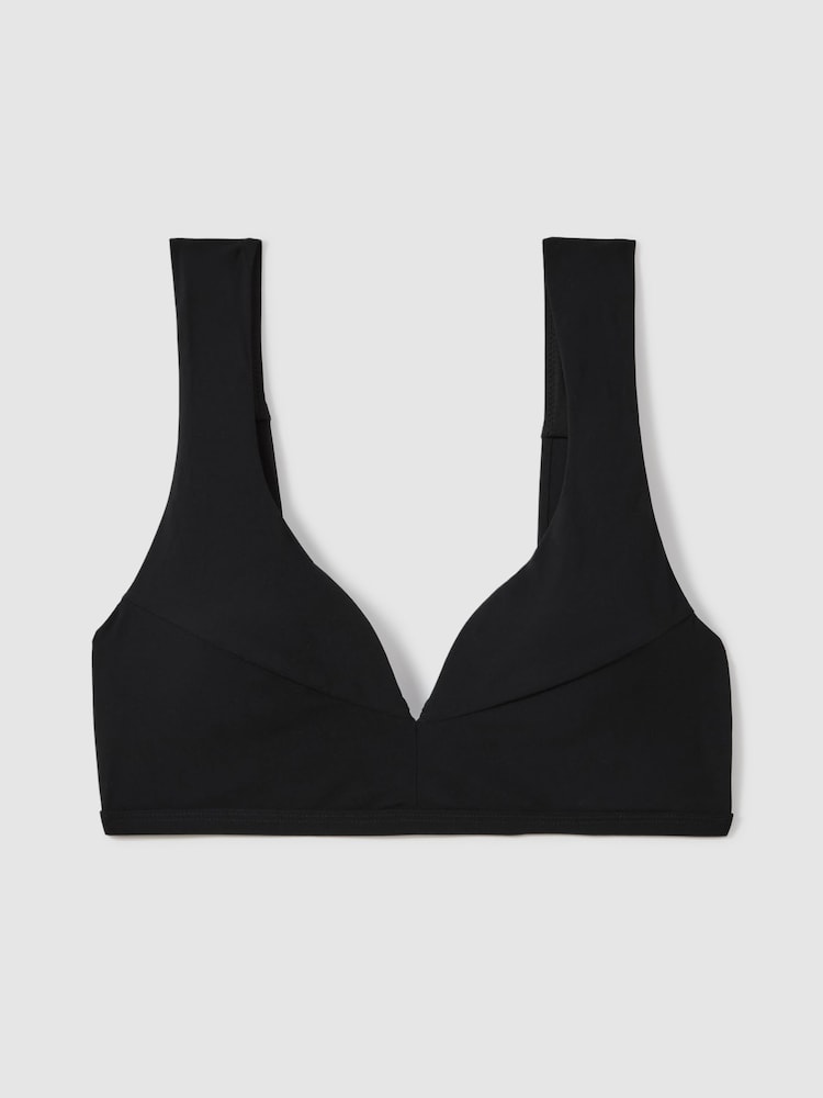 Reiss Black Lyra Wide Strap Boned Bikini Top - Image 2 of 5
