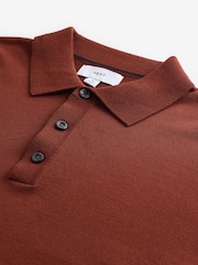Terrakotta-Orange - Langärmeliges Polo-Shirt aus Feinstrick - Bild 7 von 8