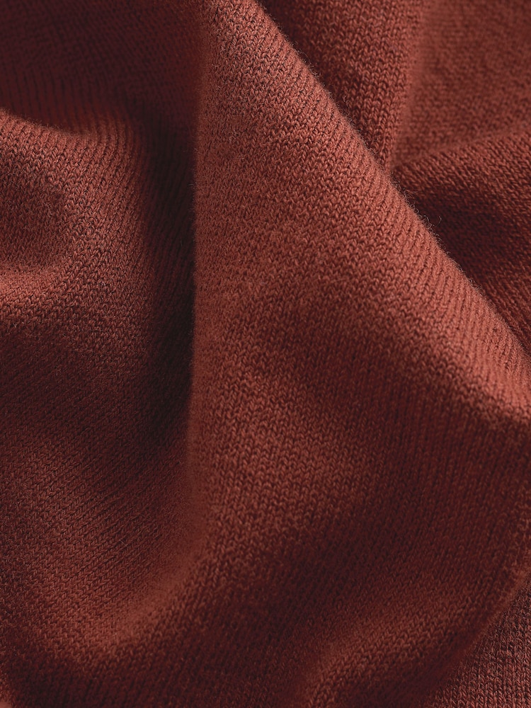 Terrakotta-Orange - Langärmeliges Polo-Shirt aus Feinstrick - Bild 8 von 8