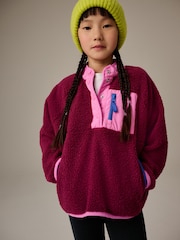 Burgundy Red Contrast Borg Fleece Top (3-16yrs) - Image 1 of 4