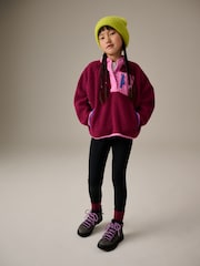 Burgundy Red Contrast Borg Fleece Top (3-16yrs) - Image 2 of 4