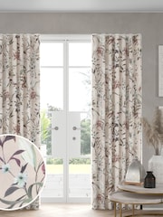 Pink Lily Floral Made to Measure 100% Cotton Curtains - Image 1 of 9