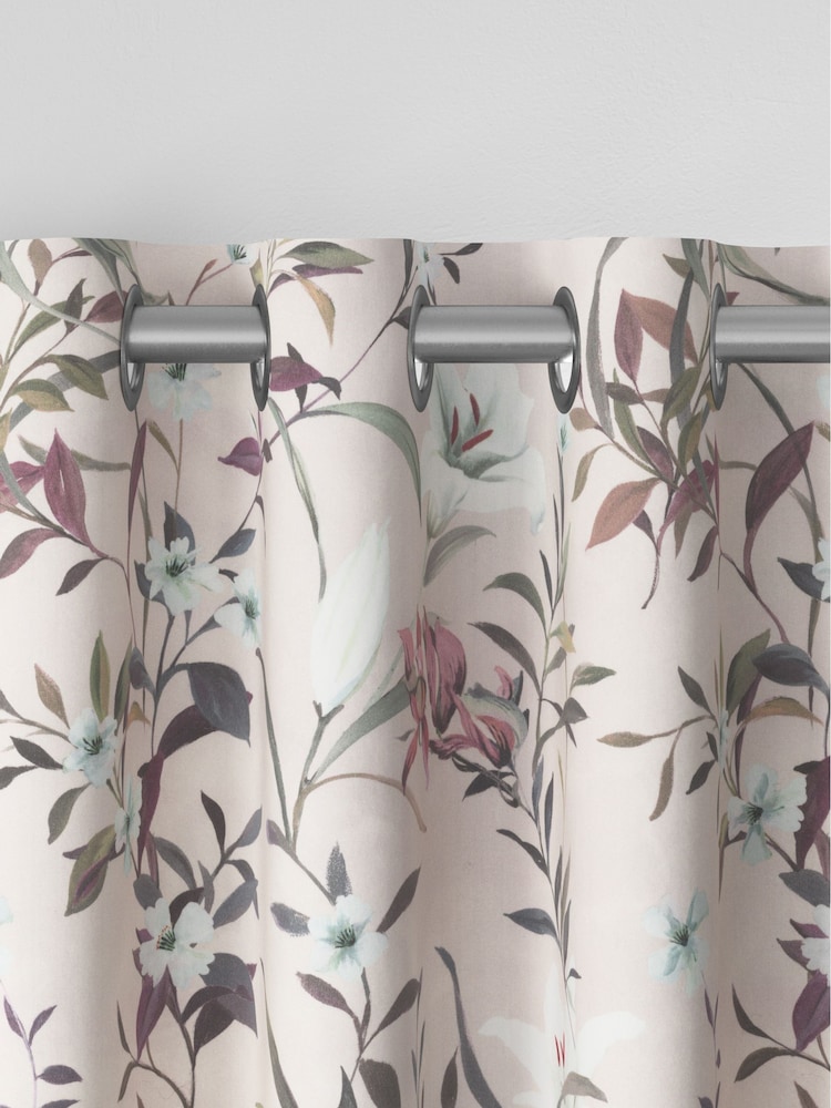 Pink Lily Floral Made to Measure 100% Cotton Curtains - Image 7 of 9