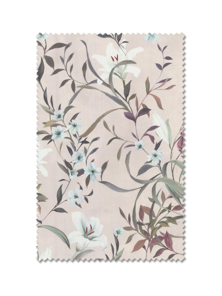 Pink Lily Floral Made to Measure 100% Cotton Curtains - Image 9 of 9