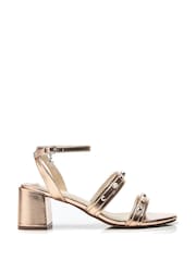 Moda in Pelle Morrila Two Part Pearl Detail Block Sandals - Image 1 of 4