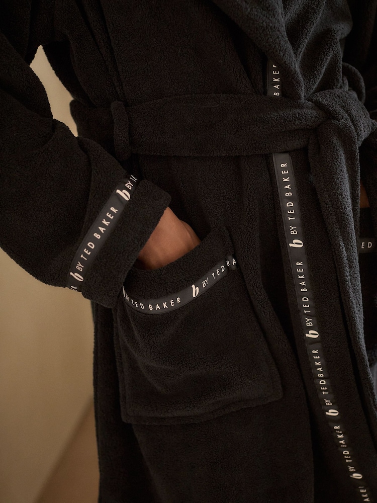 B By Ted Baker Cosy Fleece Black Robe - Image 5 of 5 B By Ted Baker Cosy Fleece Black Robe - Image 5 of 5