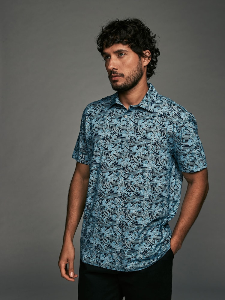 Blauw/Roze/Groen Japanse print - Normale Pasvorm - Set van 3 jersey poloshirts met korte mouwen - Image 4 of 11