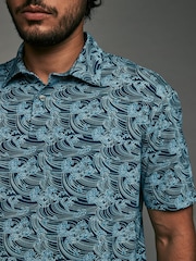 Blue/Pink/Green Japanese Print Regular Fit Short Sleeve Jersey Polo Shirts 3 Pack - Image 6 of 11