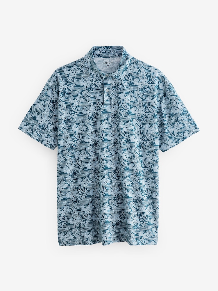 Blauw/Roze/Groen Japanse print - Normale Pasvorm - Set van 3 jersey poloshirts met korte mouwen - Image 9 of 11