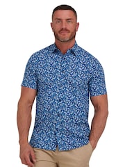Raging Bull Blue Short Sleeve Flower Bud Poplin Shirt - Image 3 of 9