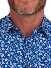 Raging Bull Blue Short Sleeve Flower Bud Poplin Shirt - Image 6 of 9