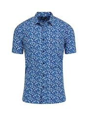 Raging Bull Blue Short Sleeve Flower Bud Poplin Shirt - Image 8 of 9