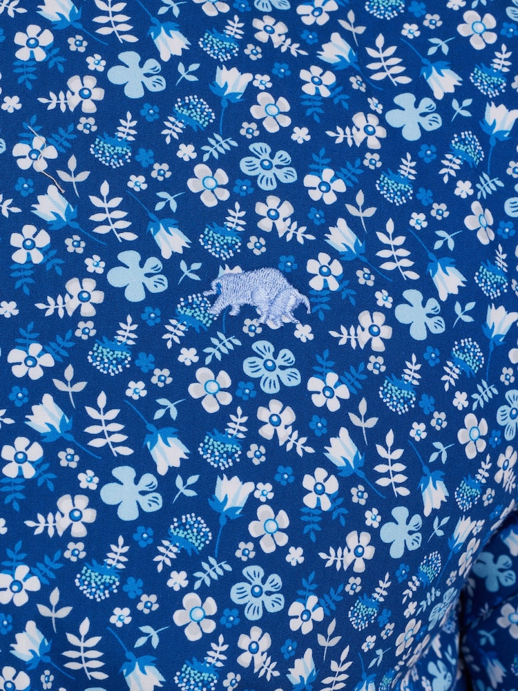 Raging Bull Blue Short Sleeve Flower Bud Poplin Shirt - Image 9 of 9