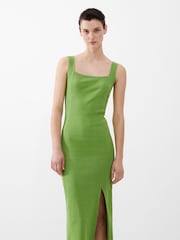 French Connection Green Rib Rassia Square Neck Dress - Image 3 of 4