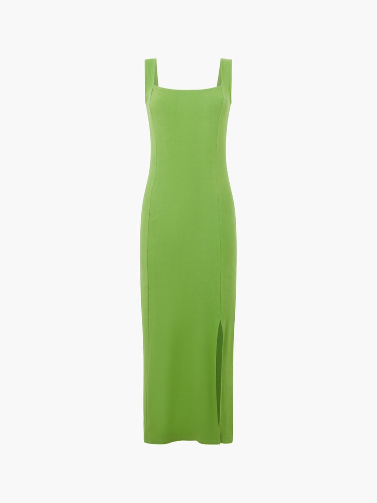 French Connection Green Rib Rassia Square Neck Dress - Image 4 of 4
