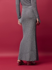 Grey Co-ord Sparkle Knitted Column Maxi Skirt - Image 4 of 7