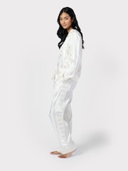 Chelsea Peers White Satin Jacquard Stripe Long Pyjama Set - Image 4 of 5